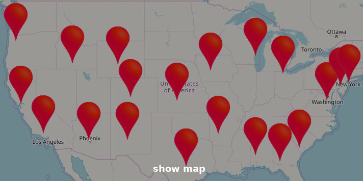 map of Carlson Wagonlit Travel in US