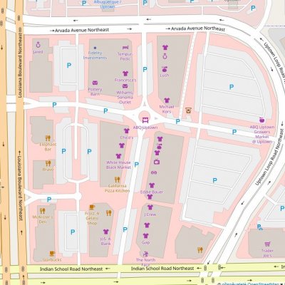 ABQ Uptown Mall plan - map of store locations