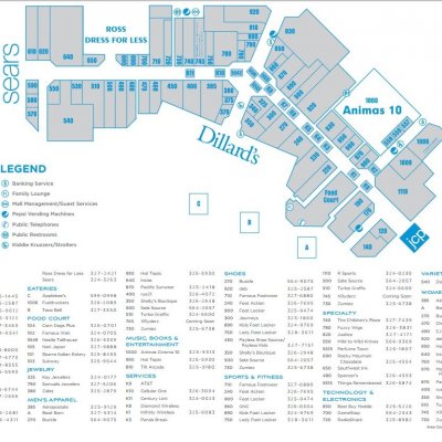 Animas Valley Mall plan - map of store locations