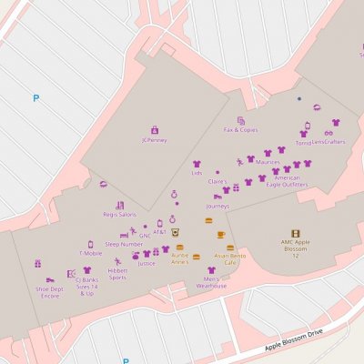 Apple Blossom Mall plan - map of store locations