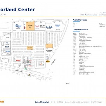 Arborland Center plan - map of store locations