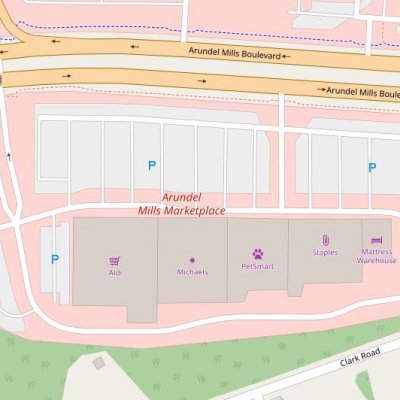 Arundel Mills Marketplace plan - map of store locations
