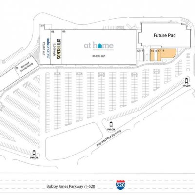 Augusta West Plaza plan - map of store locations
