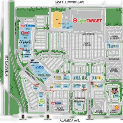 Aurora City Place plan - map of store locations