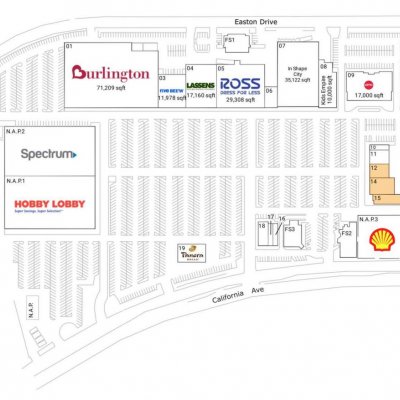 Bakersfield Plaza plan - map of store locations