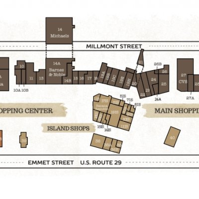 Barracks Road Shopping Center plan - map of store locations