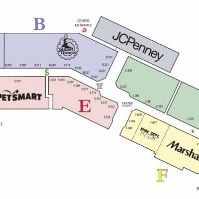 Bay City Mall Town Center plan - map of store locations