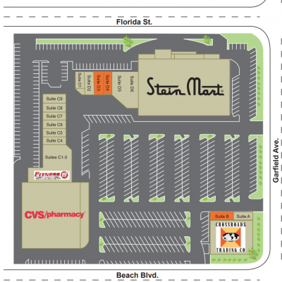 Beach Garfield Shopping Center plan - map of store locations