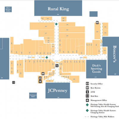 Beaver Valley Mall plan - map of store locations