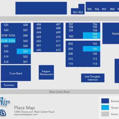 Bel Air Plaza plan - map of store locations