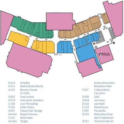 Berkshire Mall plan - map of store locations