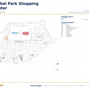 Bethel Park Shopping Center plan - map of store locations