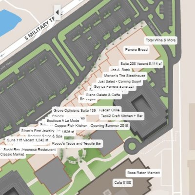 Boca Center plan - map of store locations