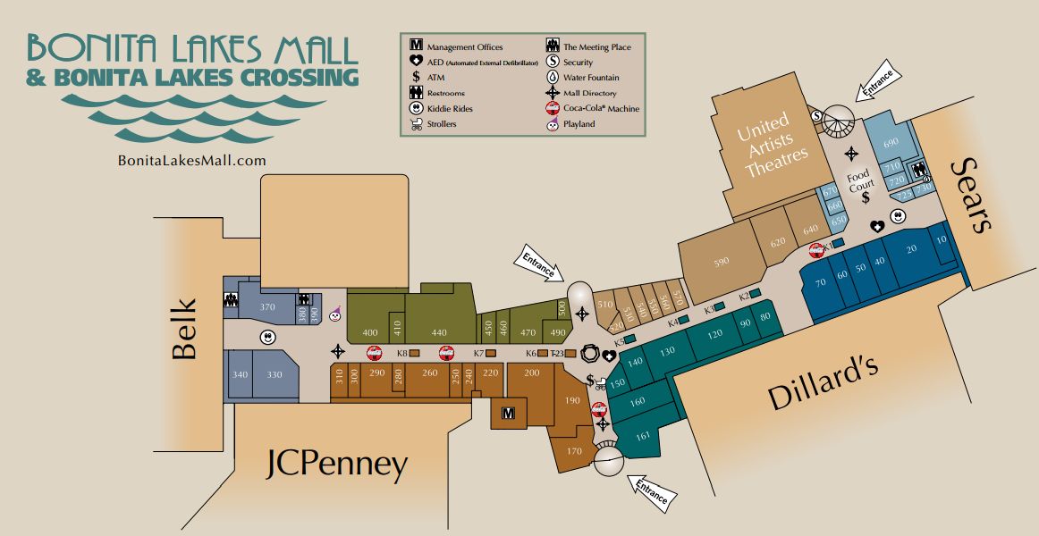 Bonita Lakes Mall (75 stores) shopping in Meridian, Mississippi MS