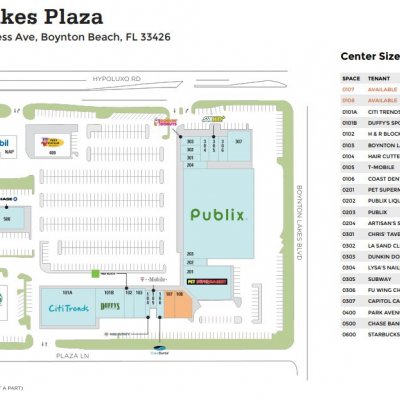 Boynton Lakes Plaza plan - map of store locations
