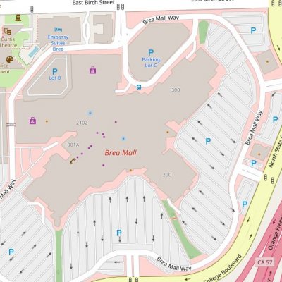 Brea Mall plan - map of store locations
