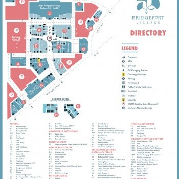 Bridgeport Village plan - map of store locations