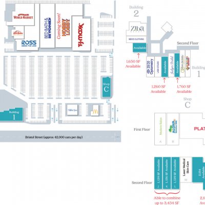 Bristol Sunflower Plaza plan - map of store locations