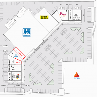 Buckner Plaza plan - map of store locations