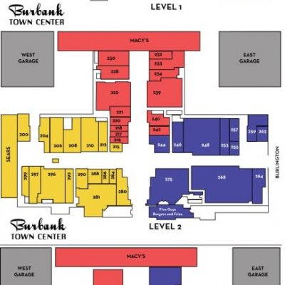 Burbank Town Center plan - map of store locations