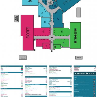 Capitola Mall plan - map of store locations