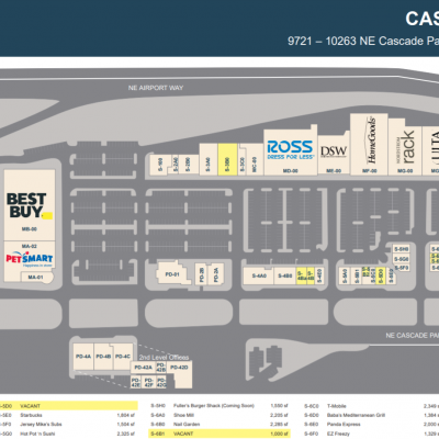 Cascade Station plan - map of store locations