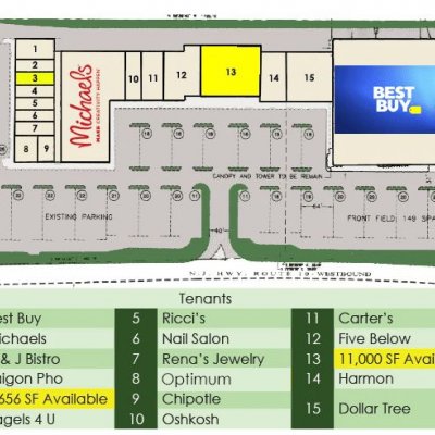 Castle Ridge Plaza plan - map of store locations