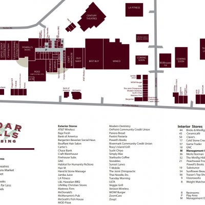 Cedar Hills Crossing plan - map of store locations