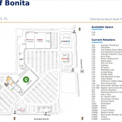 Center of Bonita Springs plan - map of store locations