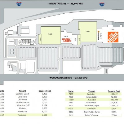 Centerpointe of Woodridge plan - map of store locations
