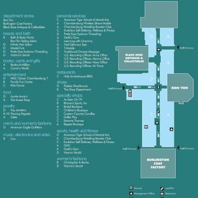 Chambersburg Mall plan - map of store locations