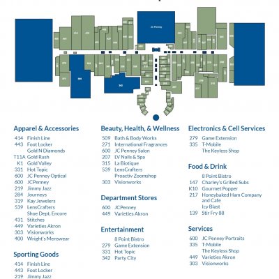 Chapel Hill Mall plan - map of store locations