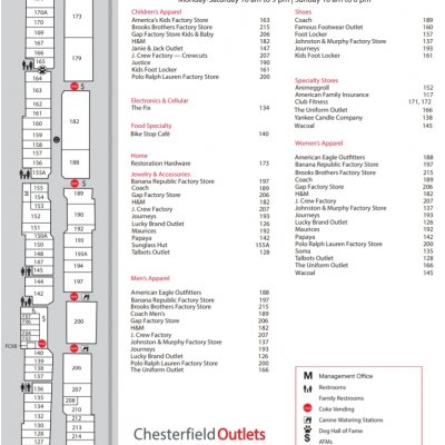 Chesterfield Outlets plan - map of store locations