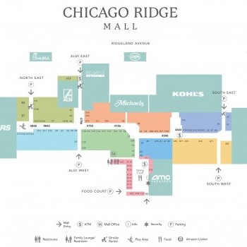 Chicago Ridge Mall plan - map of store locations