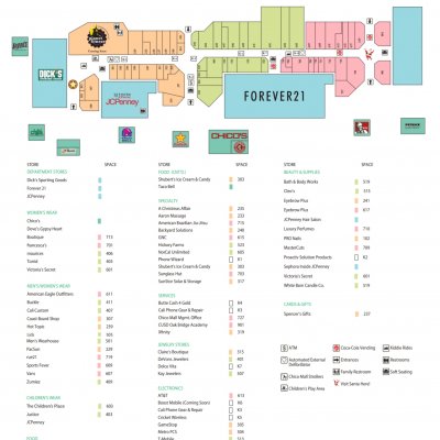 Chico Mall plan - map of store locations