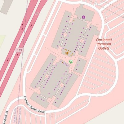 Cincinnati Premium Outlets plan - map of store locations