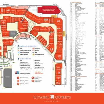 Citadel Outlets plan - map of store locations
