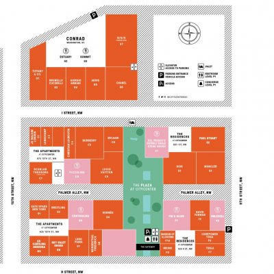 CityCenter DC plan - map of store locations