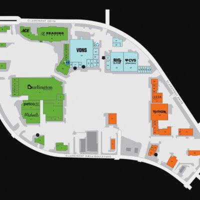 Clairemont Town Square plan - map of store locations