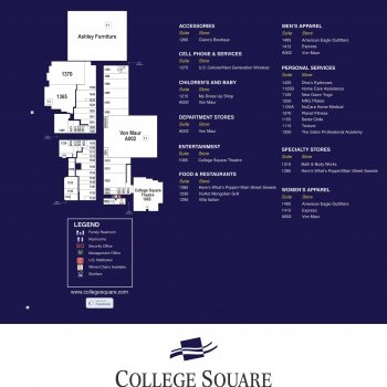 College Square Mall plan - map of store locations