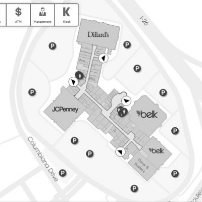 Columbiana Centre plan - map of store locations