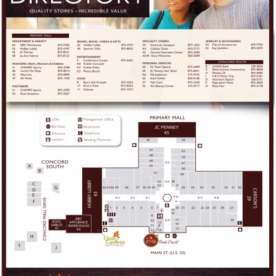 Concord Mall Indiana plan - map of store locations