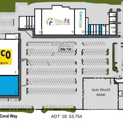 Coral Way Plaza plan - map of store locations