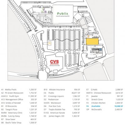 Crossings Shopping Village plan - map of store locations