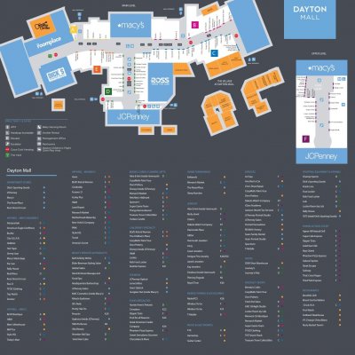 Dayton Mall plan - map of store locations