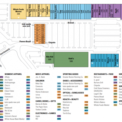 Derby Street Shoppes plan - map of store locations