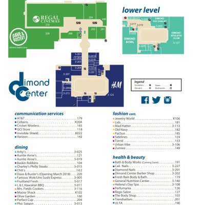 Dimond Center plan - map of store locations