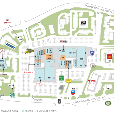 Dunwoody Village plan - map of store locations