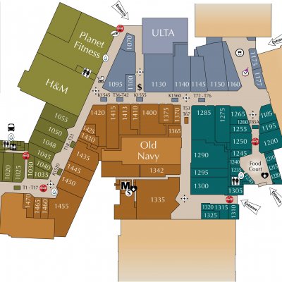 Eastland Mall plan - map of store locations