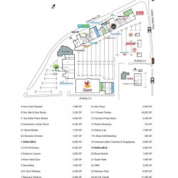 Eastover Shopping Center plan - map of store locations